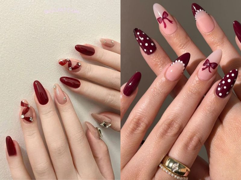 mẫu nail tết vẽ