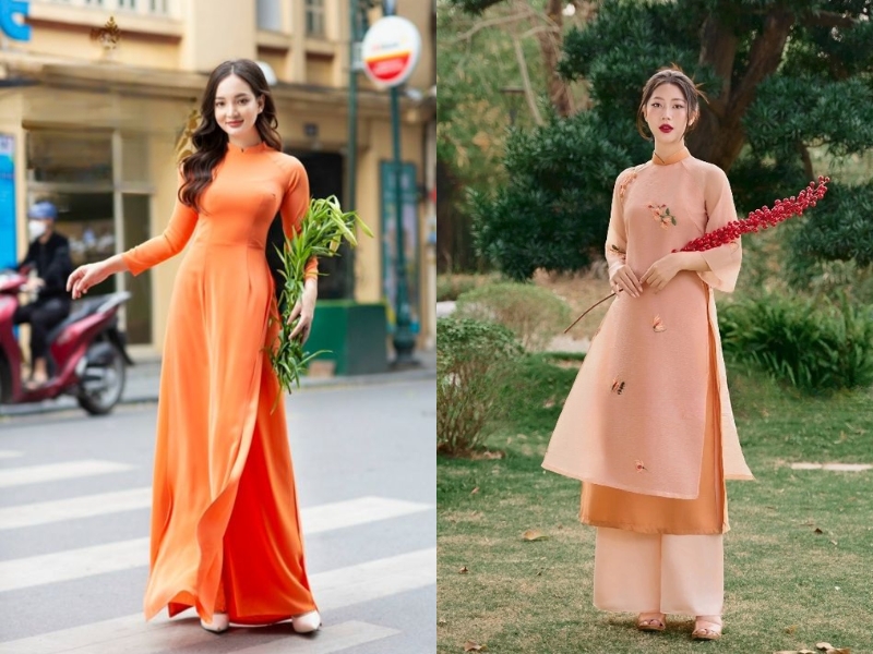 Phối đồ màu xam với quần màu cam