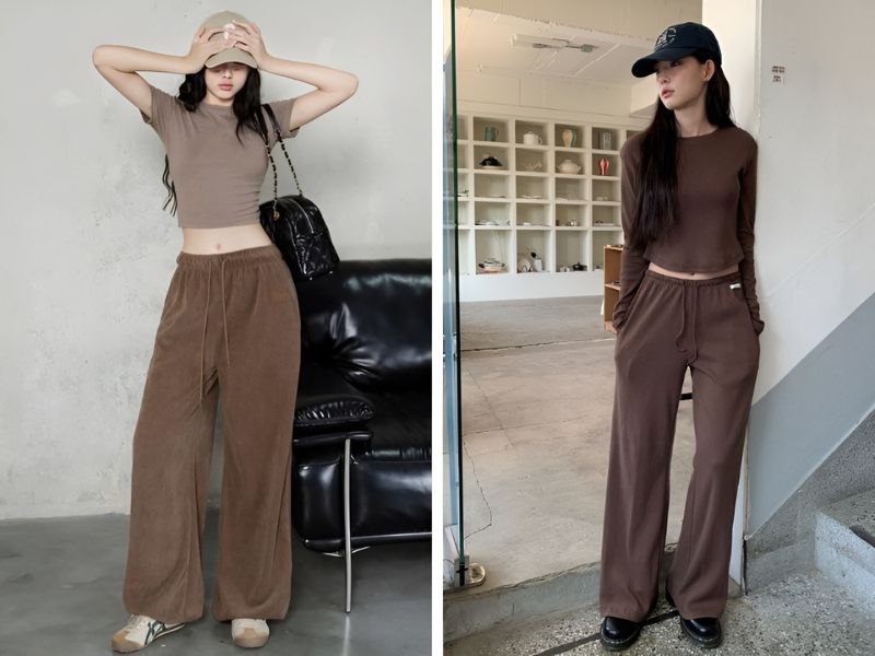 Phối quần nâu và áo màu nâu