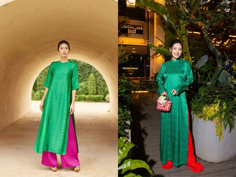 áo dài màu Xanh lá đậm