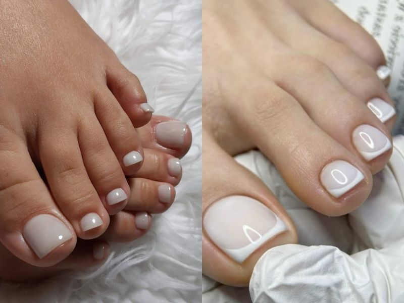 mẫu móng chân trắng sữa