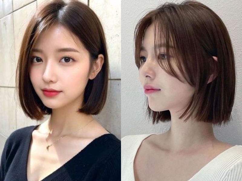 tóc ngắn duỗi thẳng mái bay