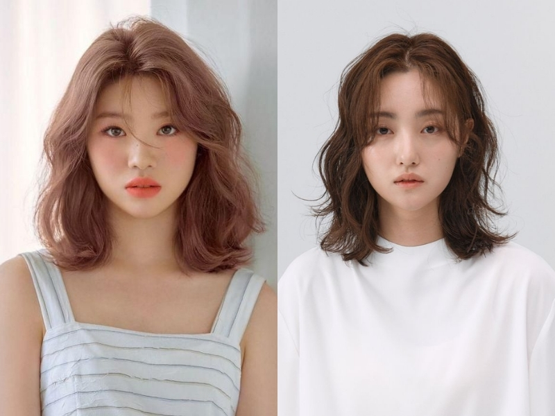 Tóc xoăn ngắn mái bay