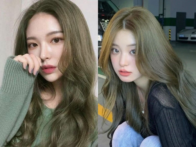 Tóc nhuộm màu nâu rêu