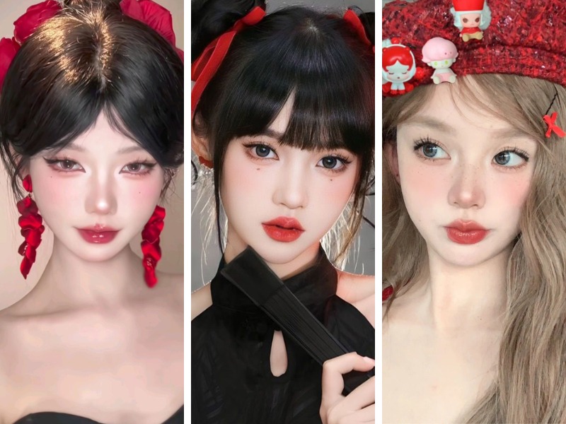 Makeup tone hồng đỏ