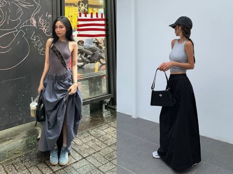 Tank top phối chân váy dài