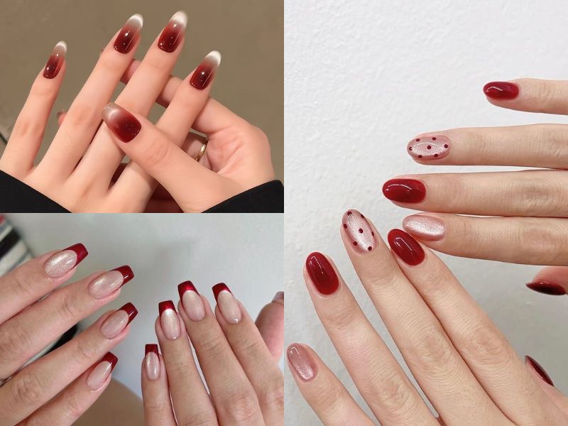nail đỏ rượu mắt mèo