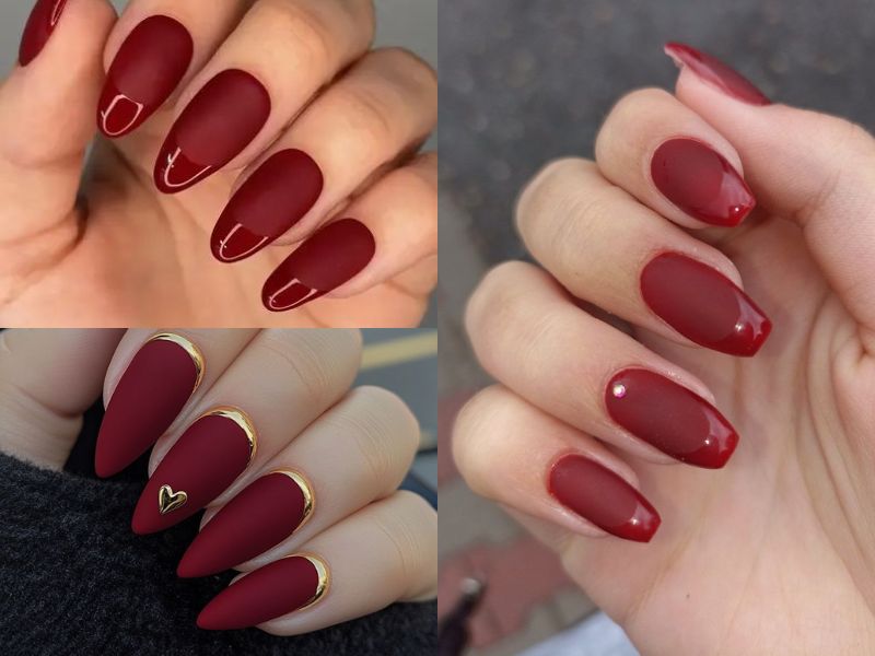 nail đỏ rượu nhám