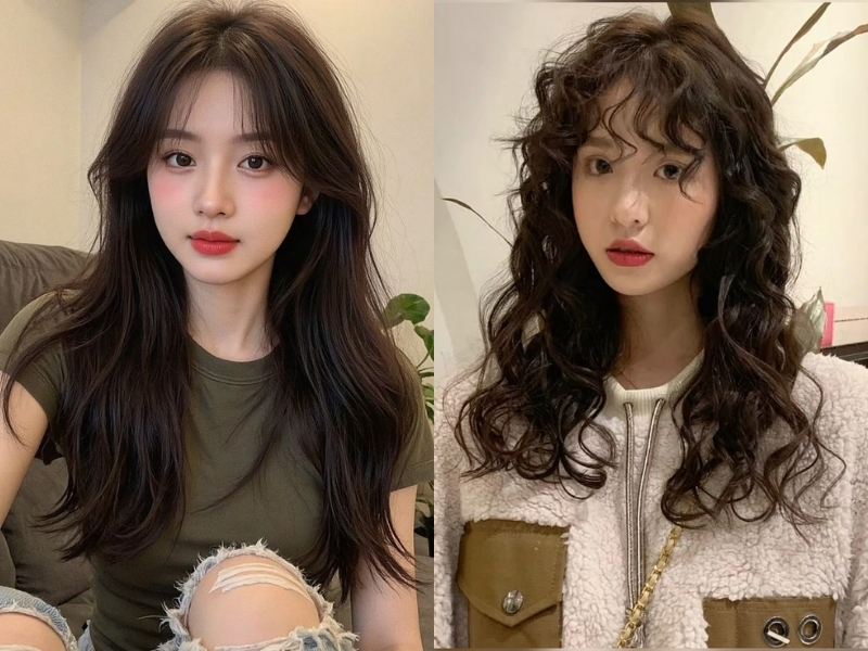 tóc mái thưa và tóc mái xoăn