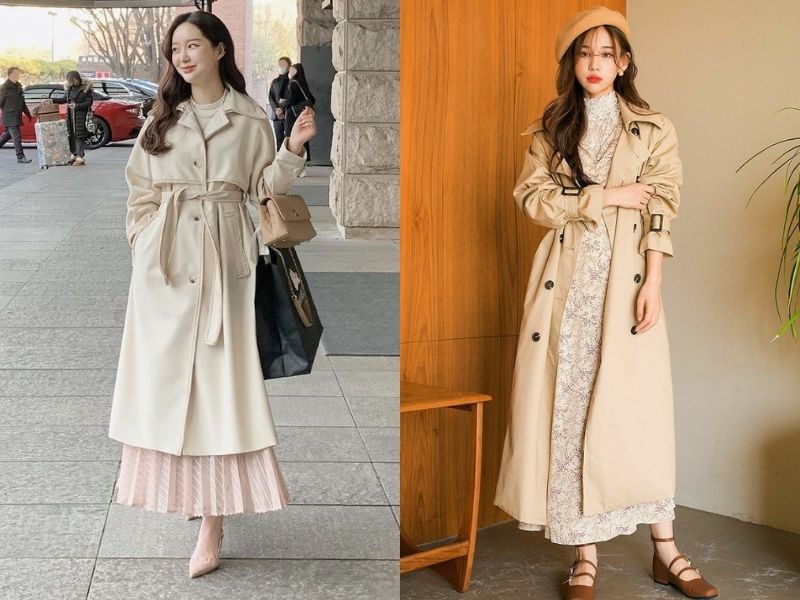 Trench coat và đầm midi