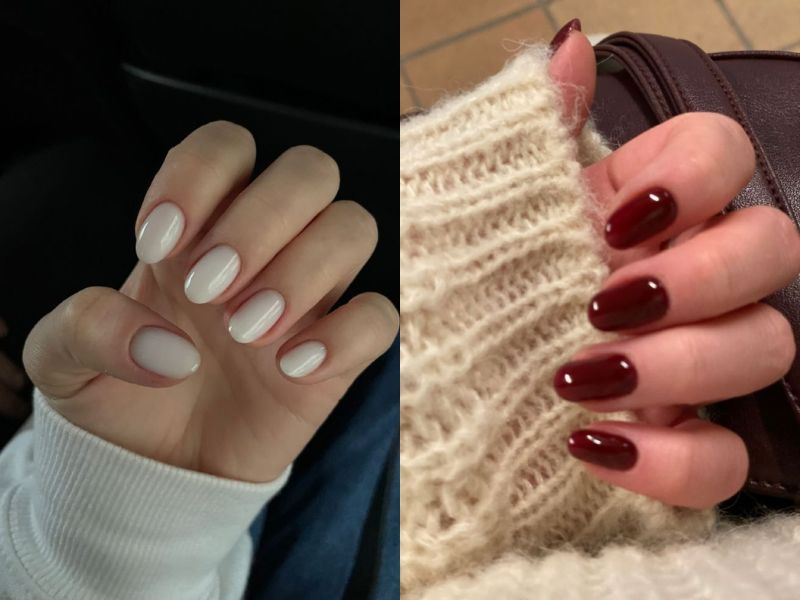 màu sơn gel trắng và đỏ