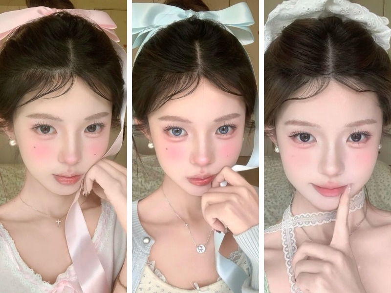 Makeup tone hồng nhẹ nhàng Douyin