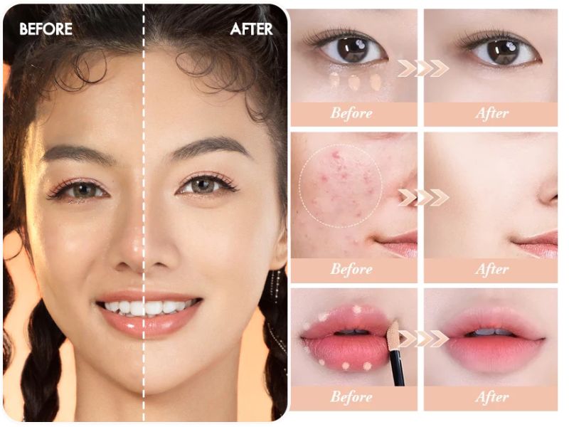 Che các khuyết điểm trên mặt 