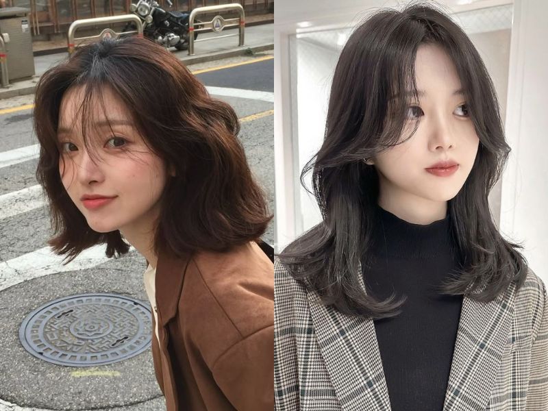 tóc ngắn mái bay uốn xoăn