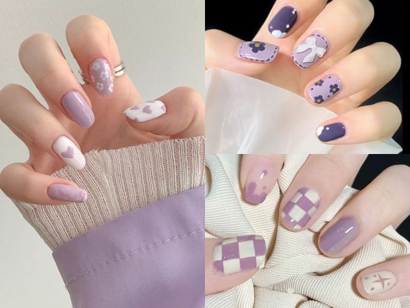 màu nail tím nhạt