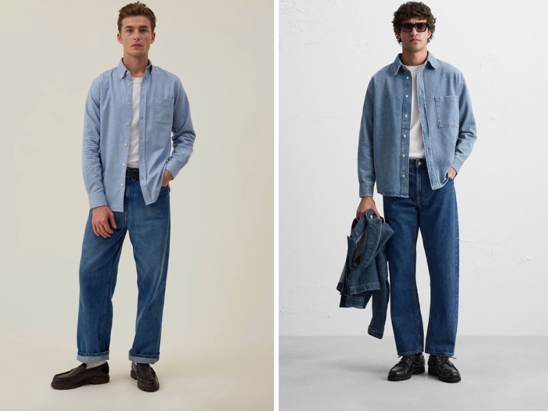 Outfit xanh dương cho nam
