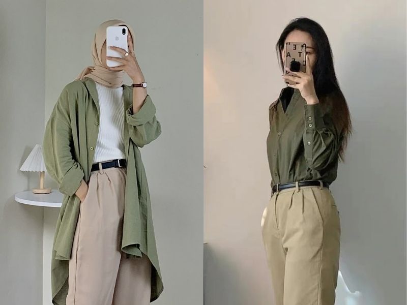 Màu be mix với màu olive