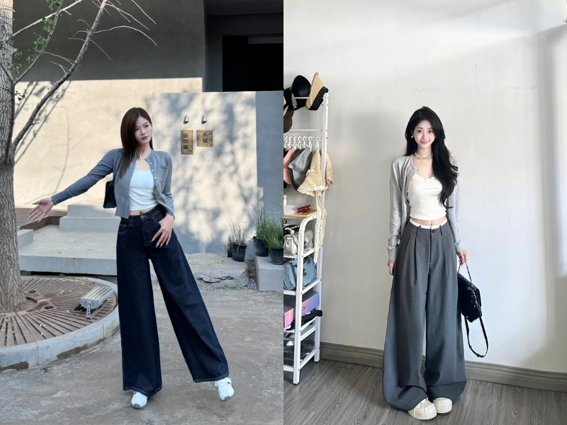 Phối đồ với Áo cardigan xám