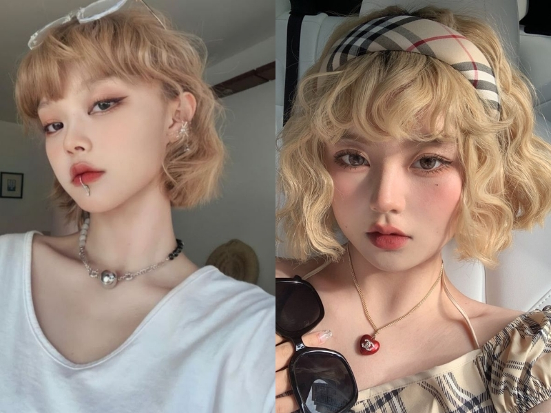 Tóc ngắn uốn xoăn xù mì