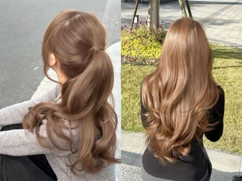 tóc tẩy nâu trà sữa