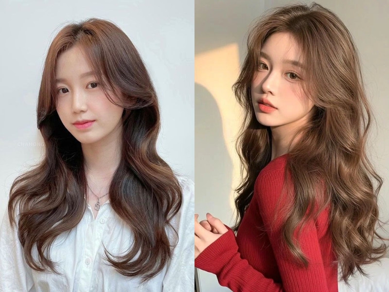 Tóc mái layer uốn xoăn chữ S