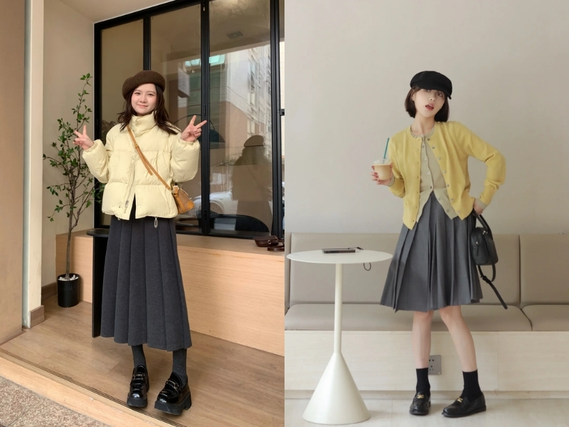 Phối đồ với sự kết hợp vàng – xám