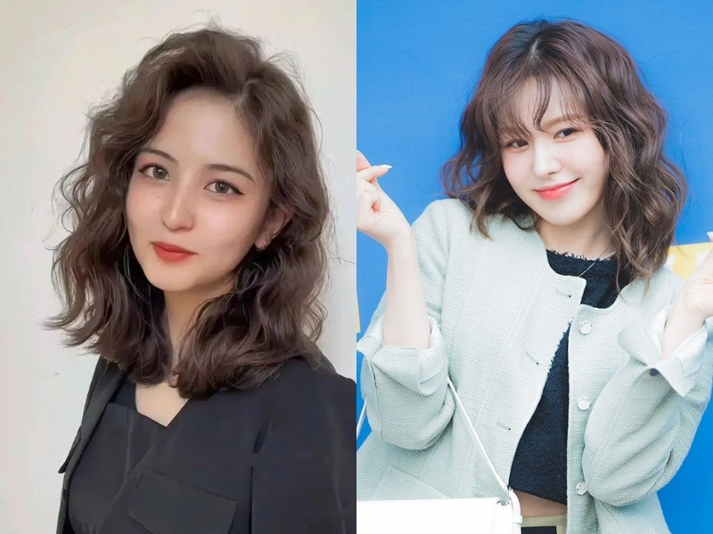 Tóc xoăn ngắn ngang vai 