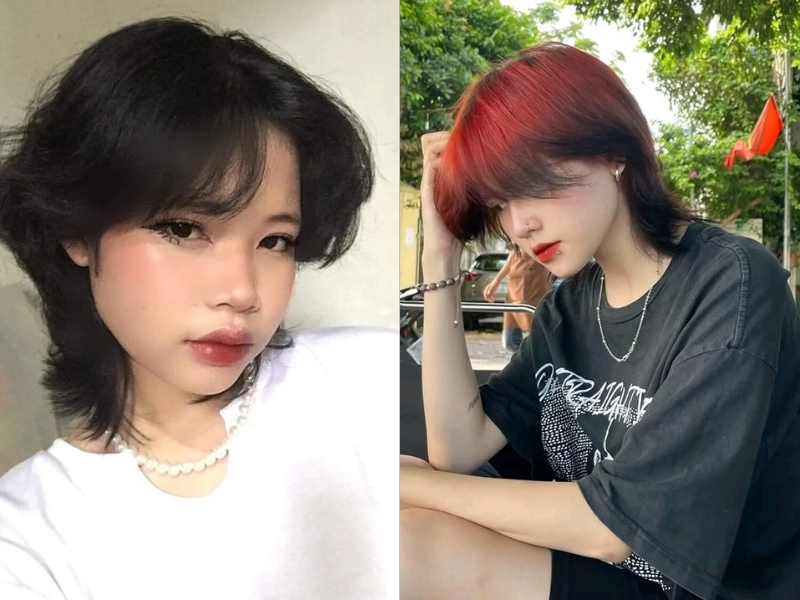 Tóc mullet nữ side part