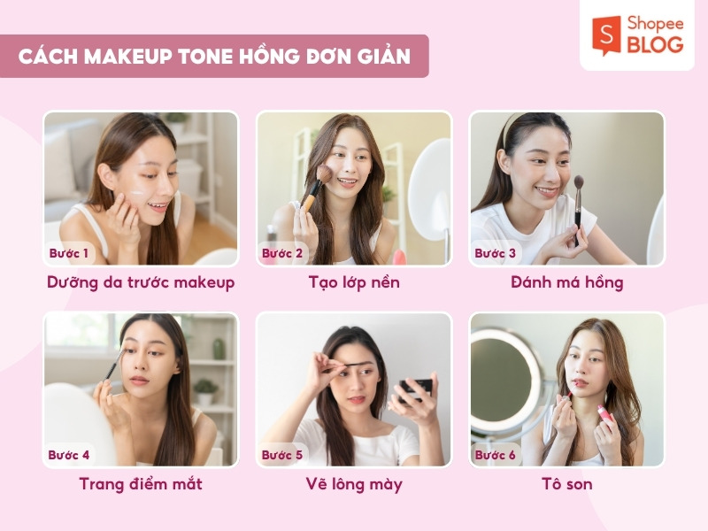 Cách makeup tone hồng