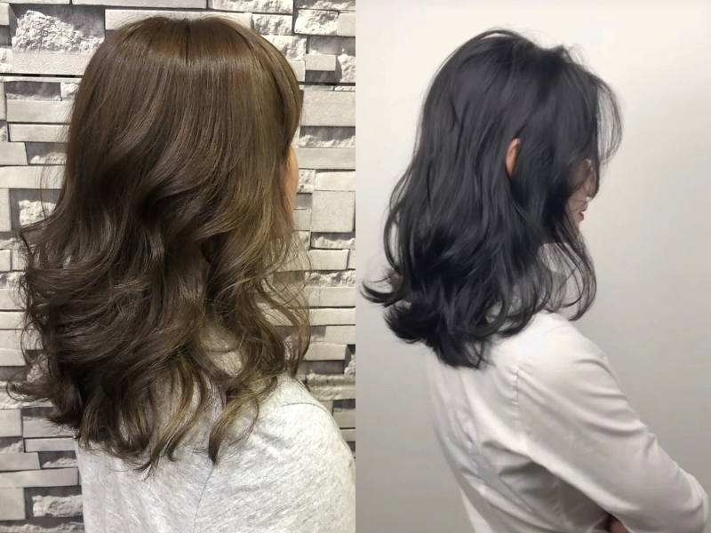 Tóc ngắn ngang vai uốn xoăn nhẹ 