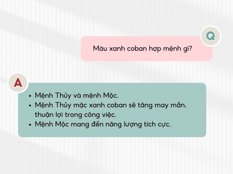 Màu xanh coban hợp với mệnh Mộc và mệnh Thủy