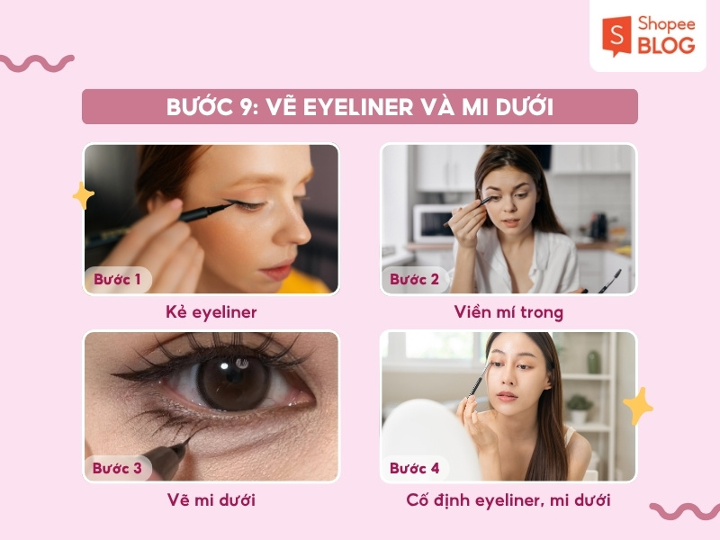 Bước vẽ eyeliner và mi dưới