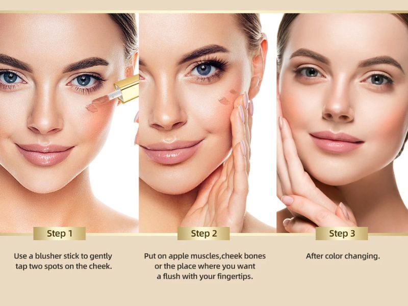 Cách đánh má hồng cho mặt trái xoan tương đối đơn giản