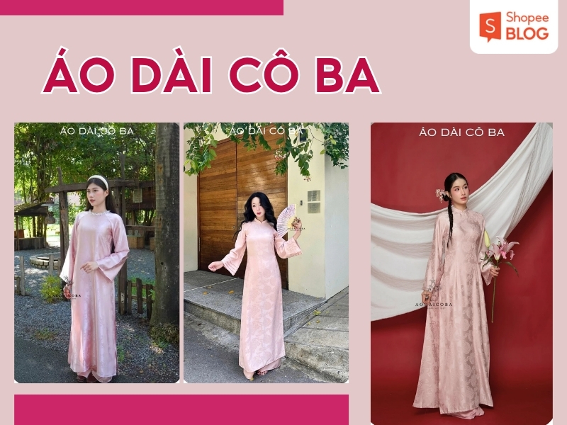 Áo Dài Cô Ba  - shop bán áo dài màu hồng