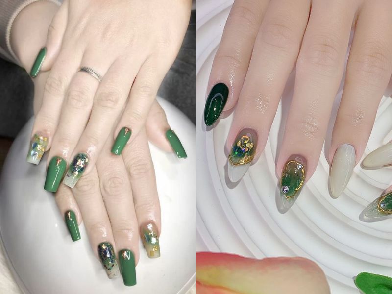 nail ẩn xà cừ xanh lá