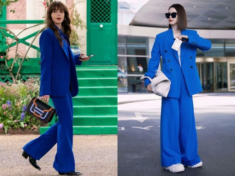 phối đồ Fullset xanh coban – đồng bộ