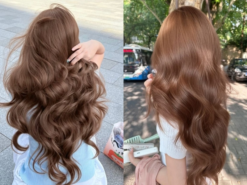 Tóc nhuộm màu nâu hạt dẻ sáng