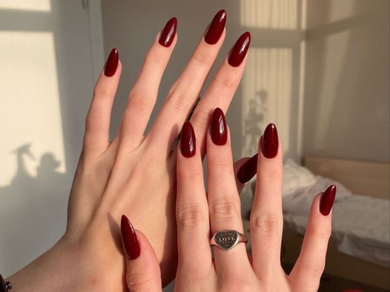 nail màu đỏ đất trơn