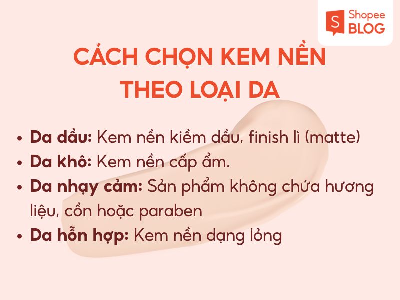 cách chọn kem nền theo loại da