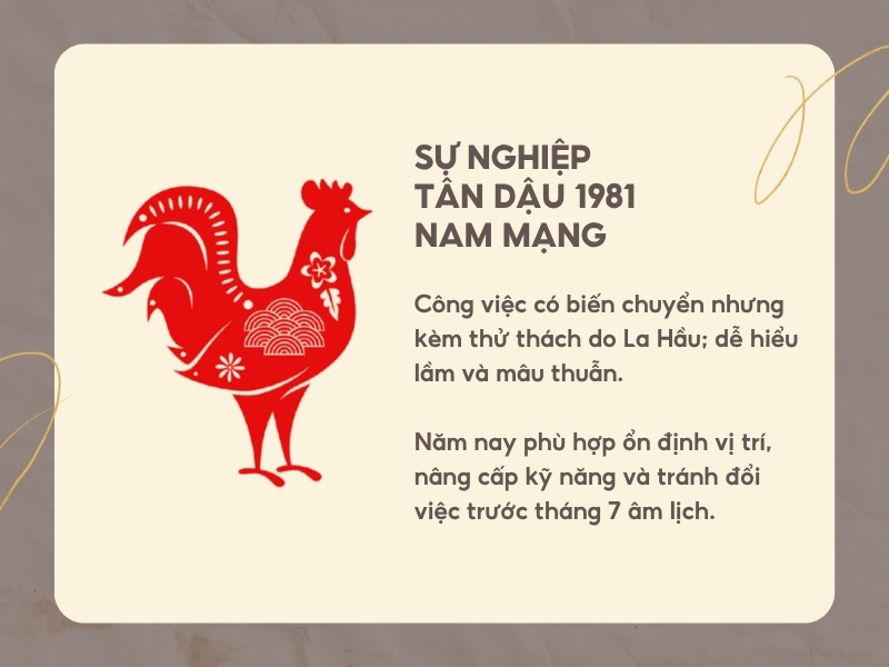 Sự nghiệp năm 2026 của nam Tân Dậu 1981