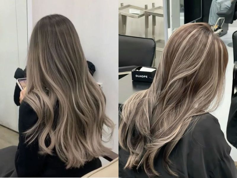 tóc nâu trà sữa highlight