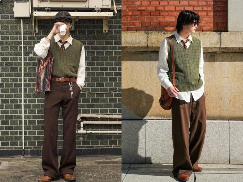 Phối đồ nam Gam màu olive 