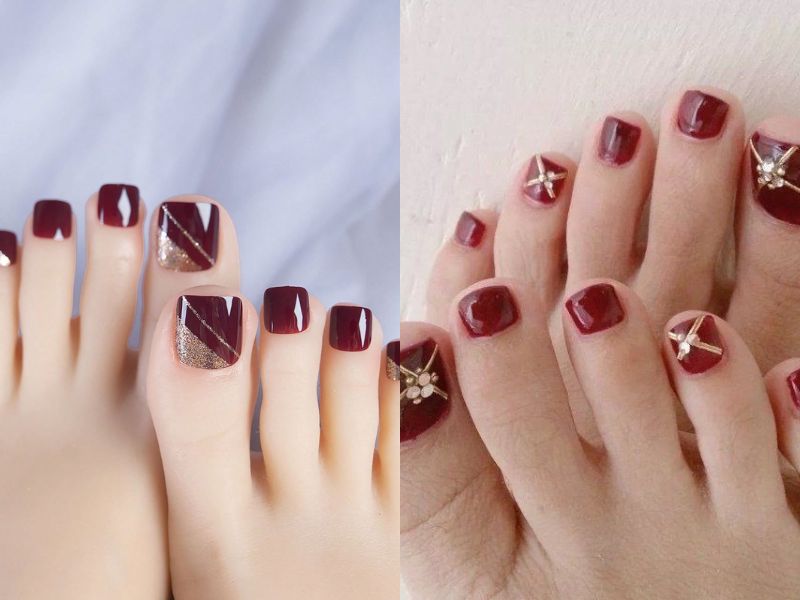 móng chân đỏ rượu