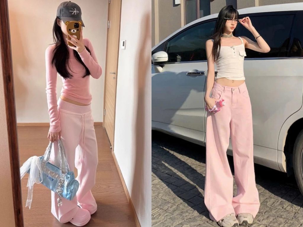 phối đồ với quần Hồng nhạt