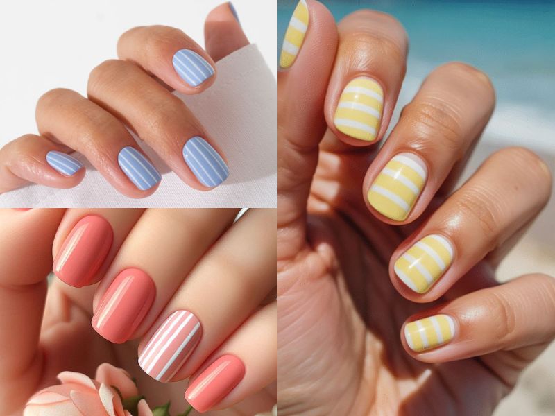 mẫu nail kẻ sọc