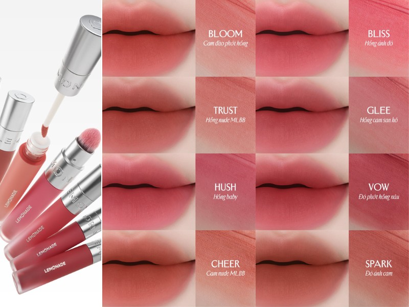 Bảng màu son Lemonade Perfect Couple Blurry Stain Lip Cream