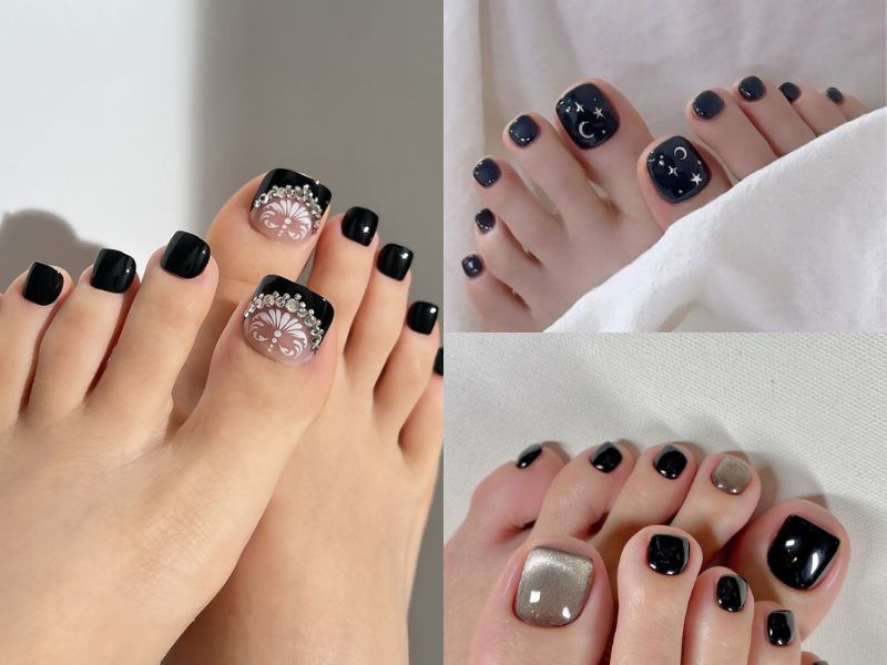 sơn móng chân màu đen