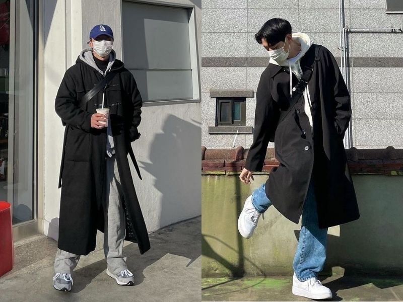 Trench coat phối hoodie