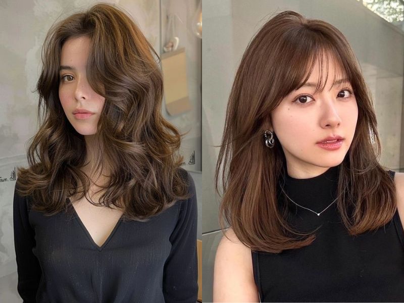 tóc uốn ngang vai