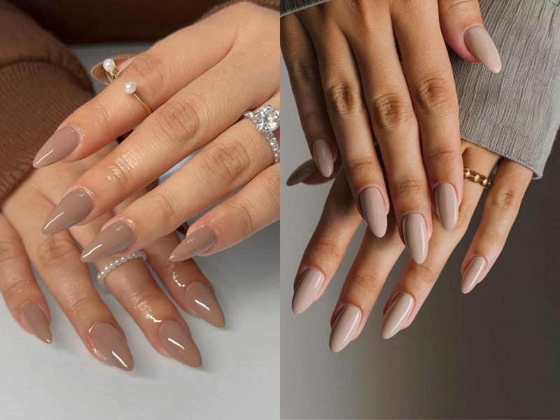 nail màu nâu nude